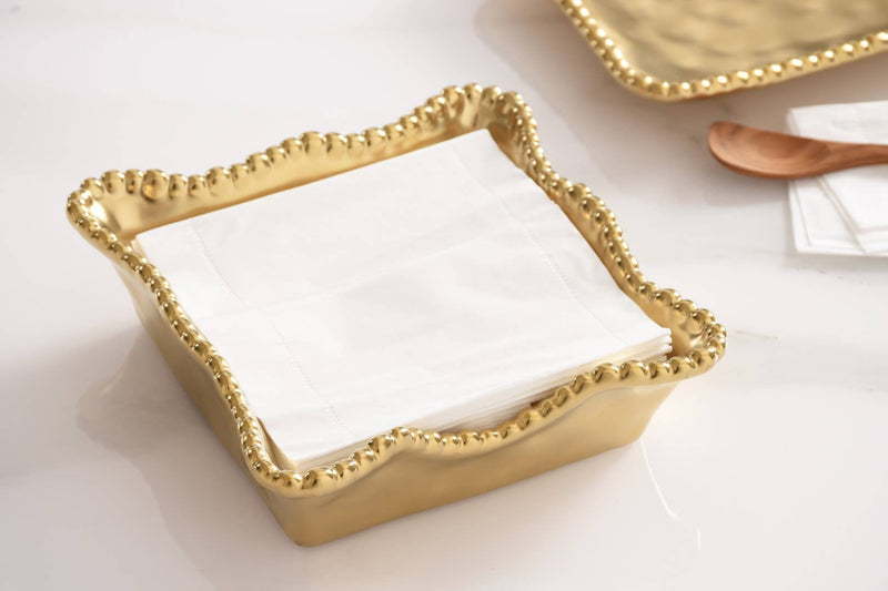 Cocktail Napkin Holder - Matte Gold-Toned