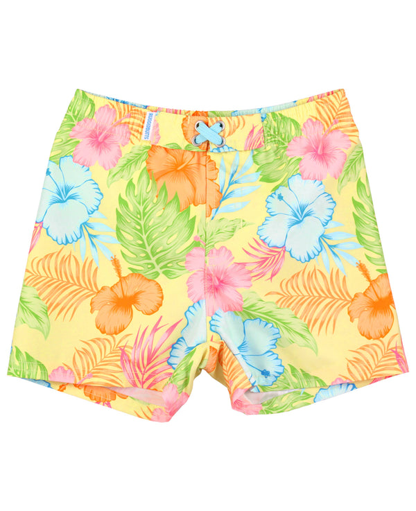 Boys Happy Hula Swim Trunks: Yellow