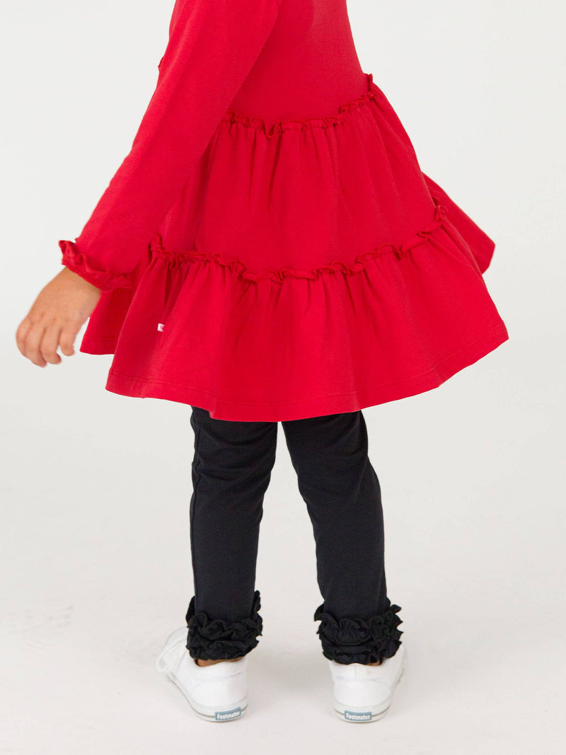 Toddler Girls Black Classic Ruffle Leggings with Signature Rear Ruffles: Black