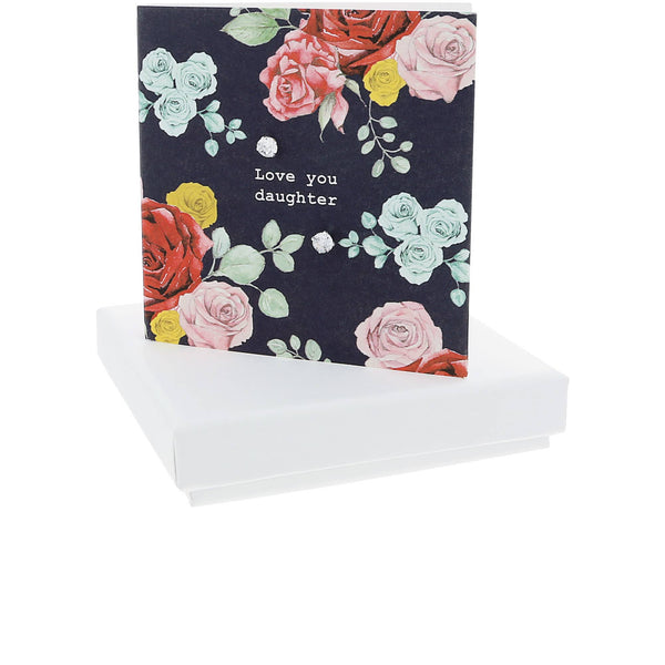 Daughter - 5mm Sterling Silver Cubic Zirconia Stud Earrings