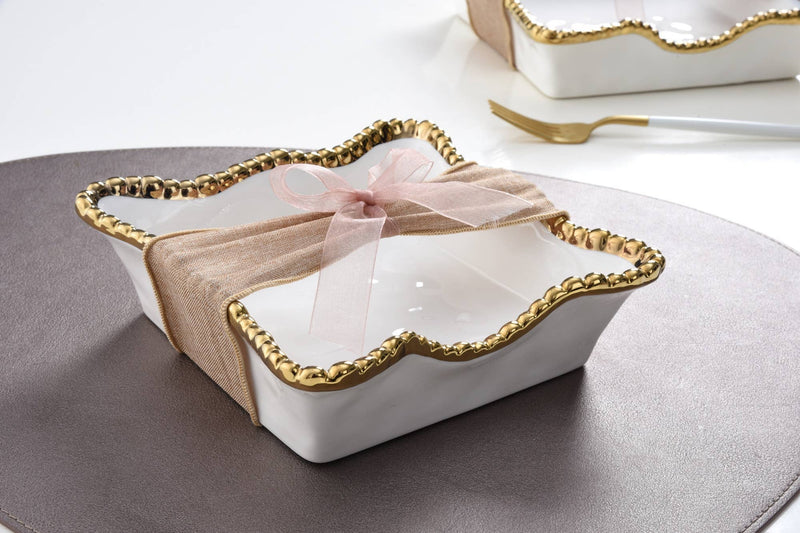 Cocktail Napkin Holder - White & Gold