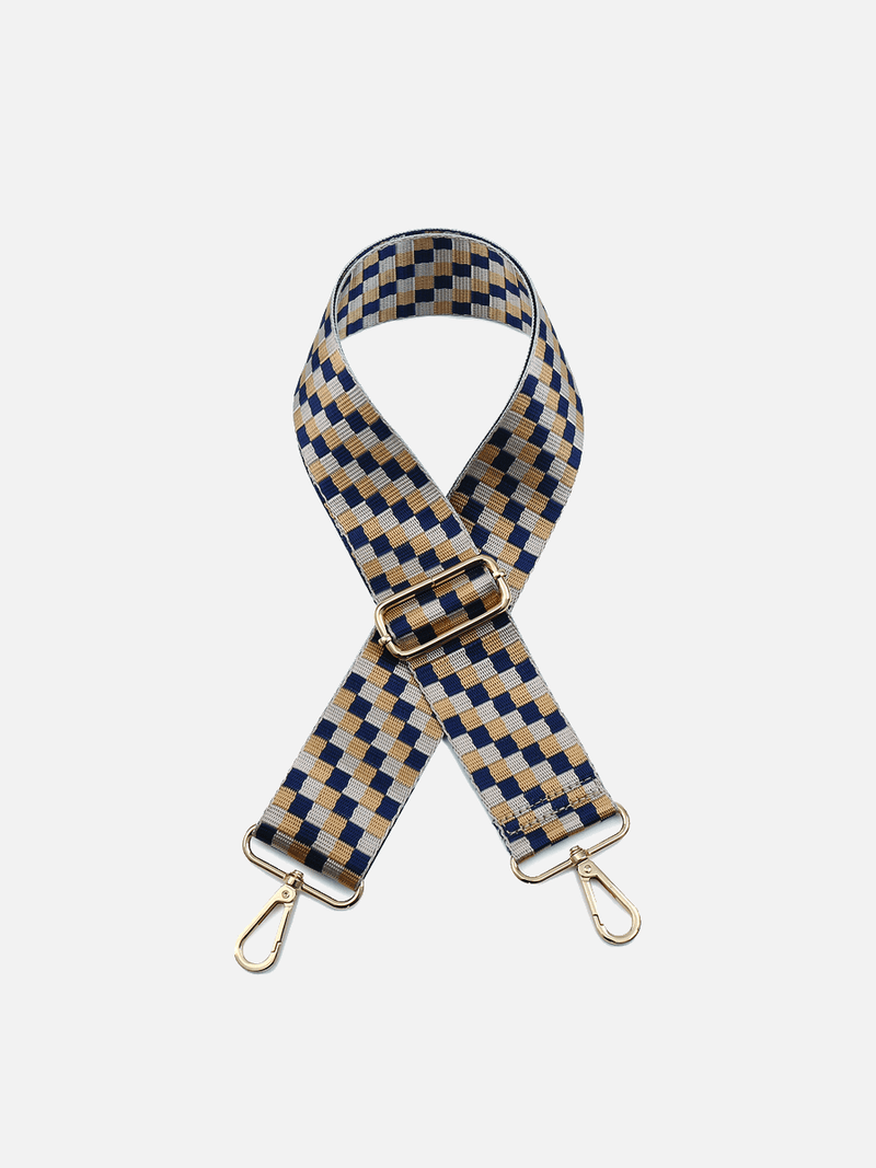 Blue & Gold Checkered Guitar Strap