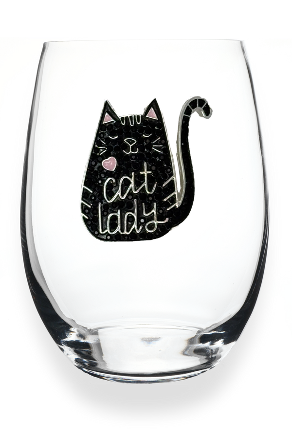 Cat Lady Stemless Wine Glass