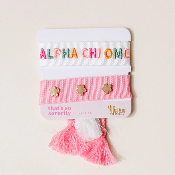 Alpha Chi Omega Woven Bracelet Set