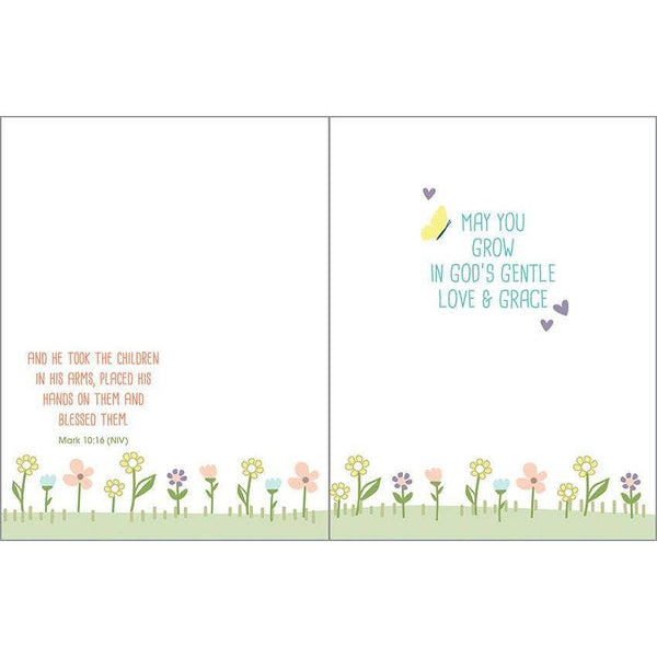 With Scripture Religious Greeting Card - Baptism Flowers