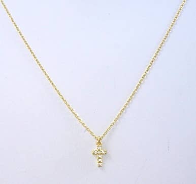 Gold necklace with cubic zirconia cross