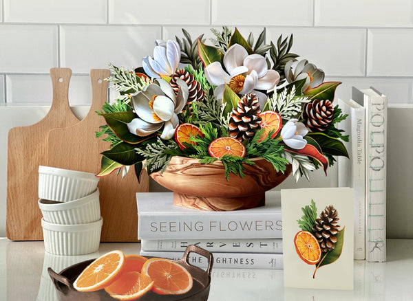 Winter Magnolia Pop Up Greeting Card