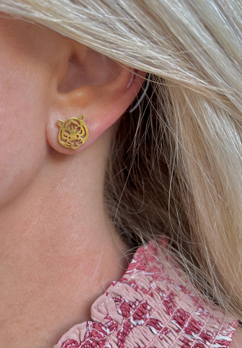 Tiger Gold Stud Earrings