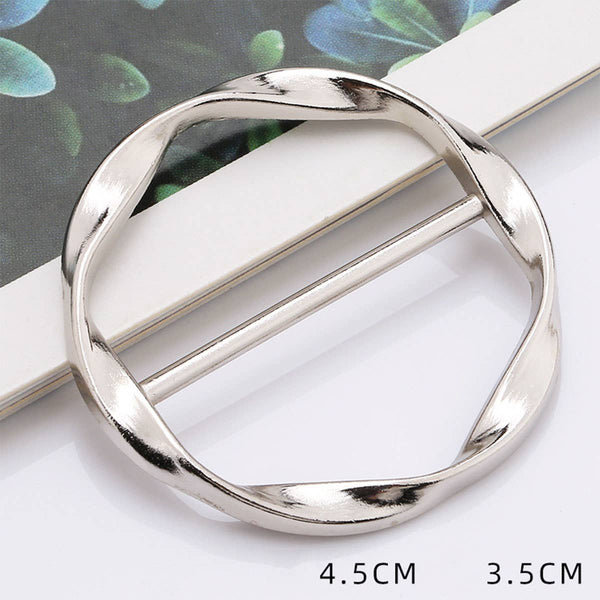 Round Metal Simple Scarf Ring - Silver