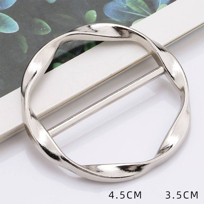 Round Metal Simple Scarf Ring - Silver