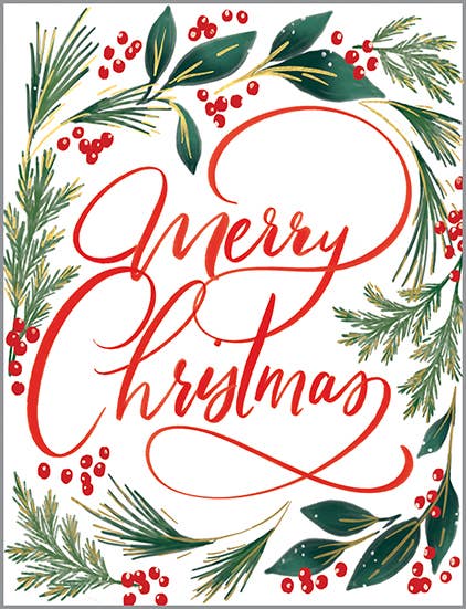 Christmas Greeting Card - Elegant Greens