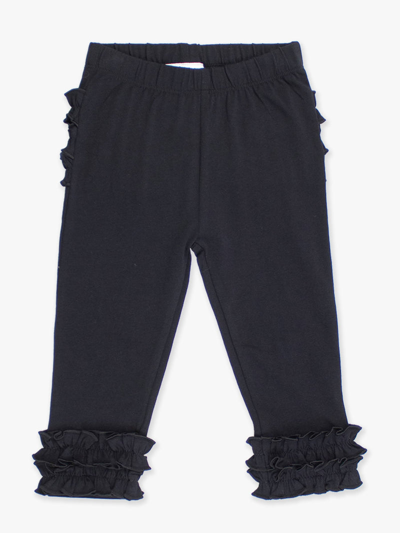Toddler Girls Black Classic Ruffle Leggings with Signature Rear Ruffles: Black