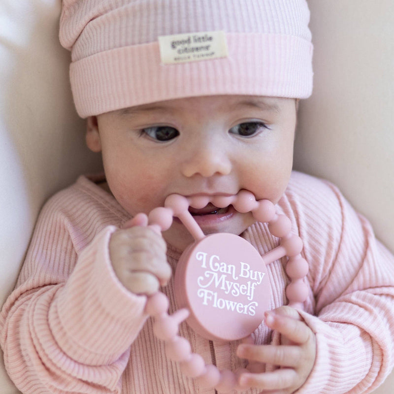 I Can Buy Myself Flowers Happy Teether: Pink