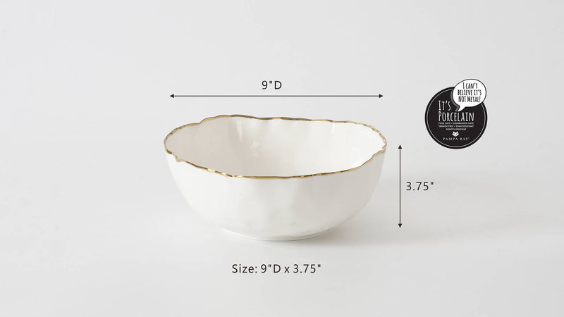 Portofino Medium Bowl - White & Gold