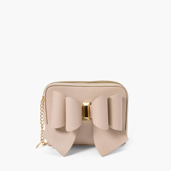 Boxy Bow Crossbody: Beige