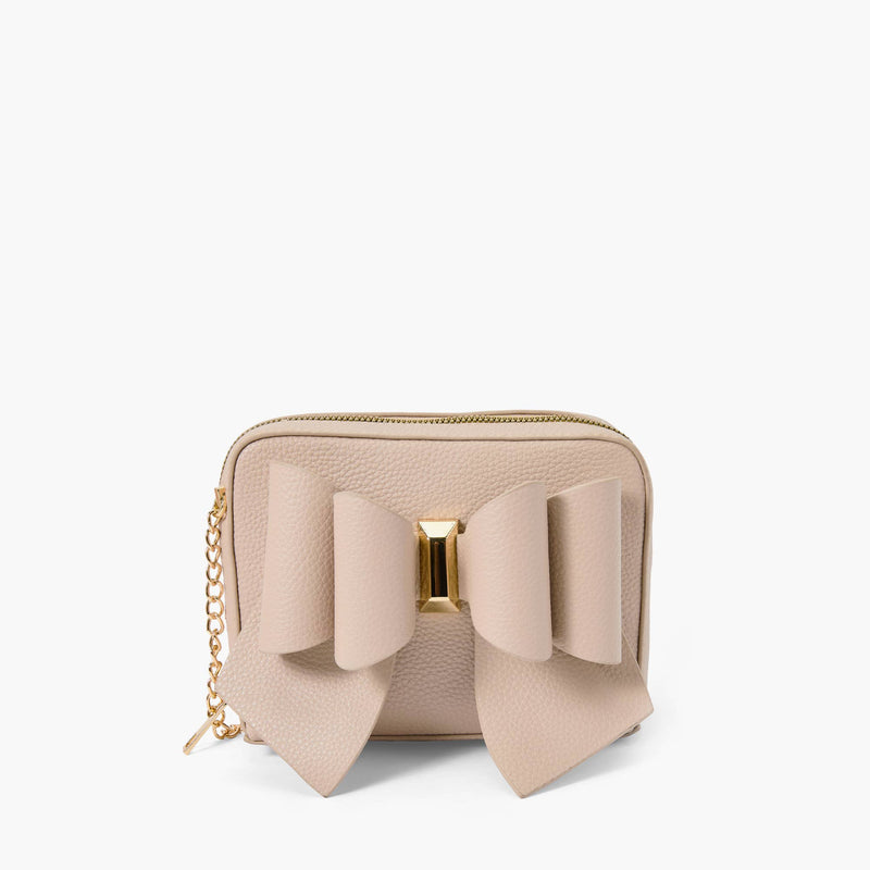 Boxy Bow Crossbody: Beige
