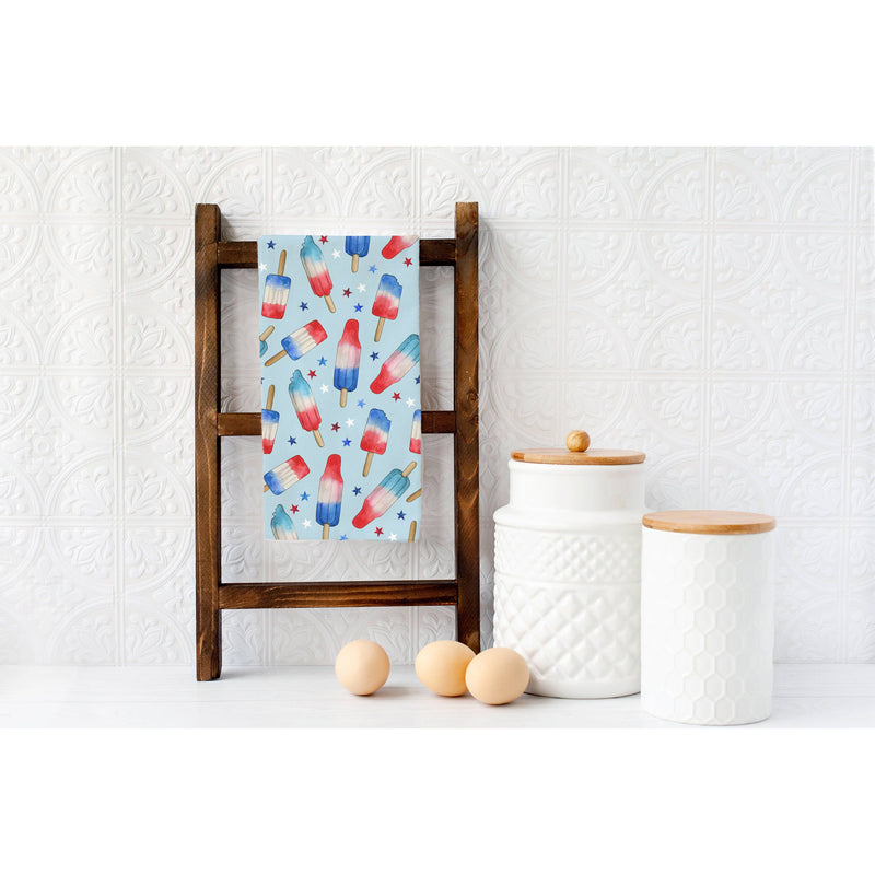 Red Blue Popsicle Tea Towel