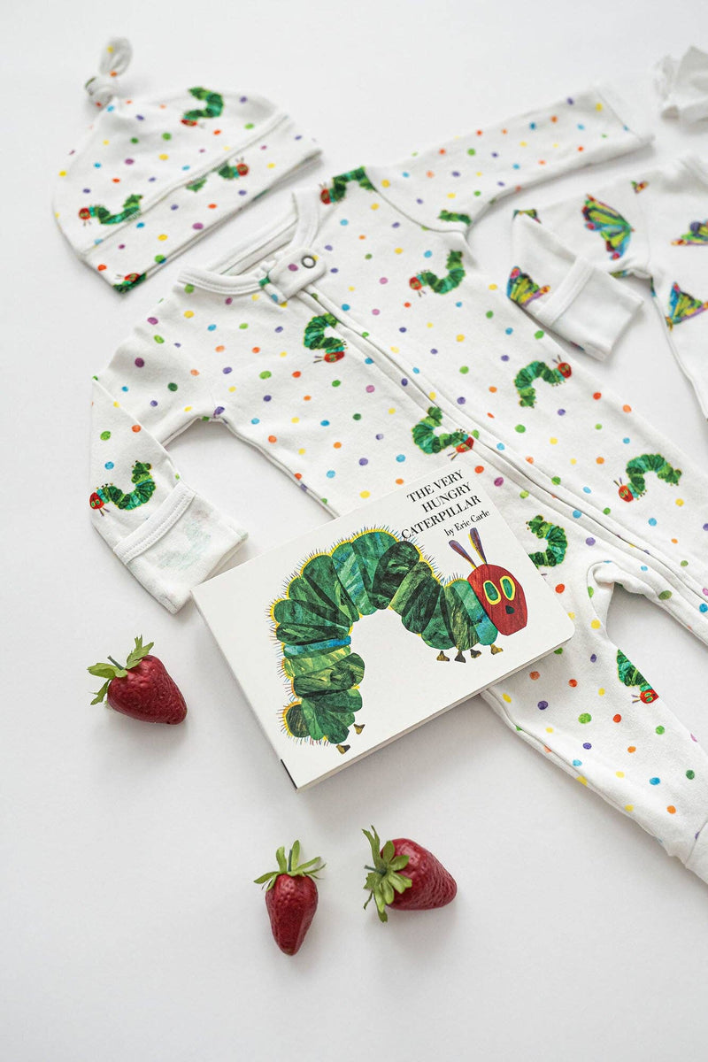 Organic 2-Way Zipper Footie in Caterpillar
