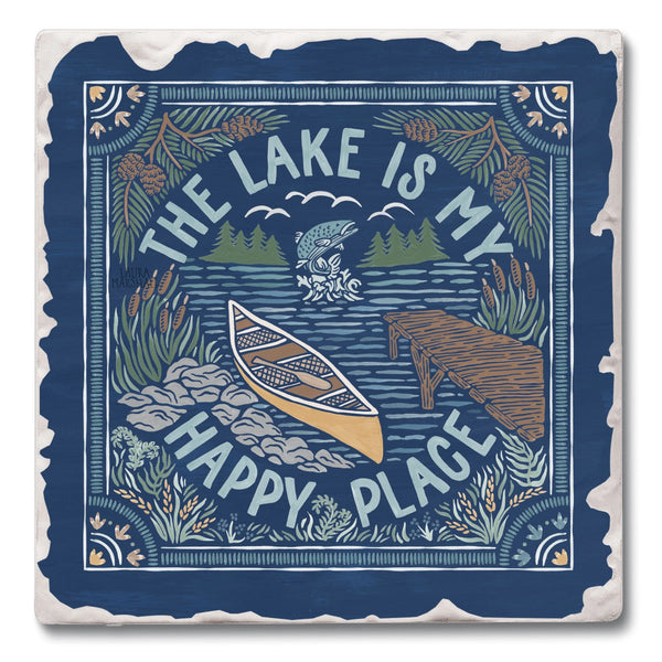 Lakeside Happy Square Single Coaster