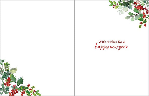 Box/Pack Christmas Card - Berry Wreath: Clear Pack of 10
