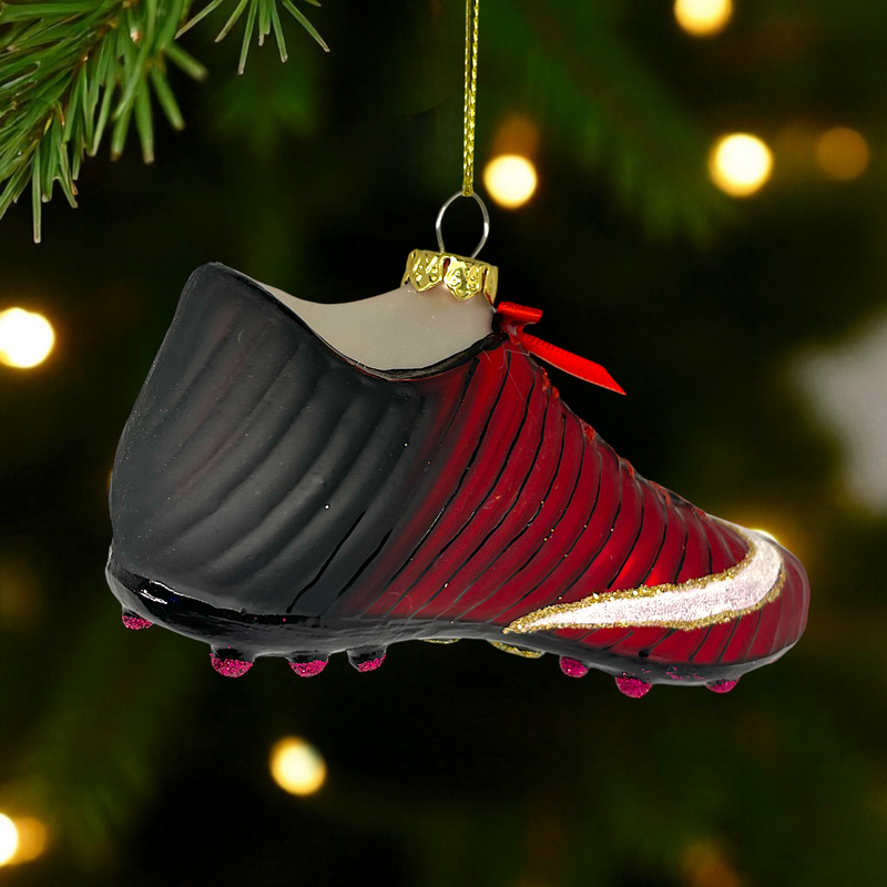 Soccer Cleat Christmas Ornament – Glass Holiday Decoration