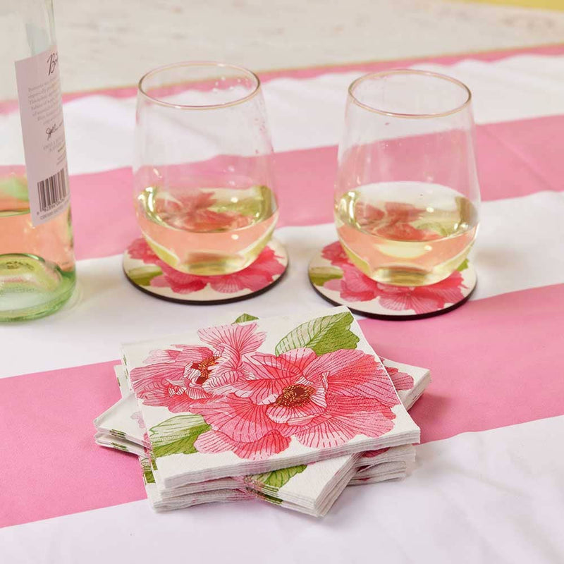 PINK PEONY Paper Napkins, Pack of 20