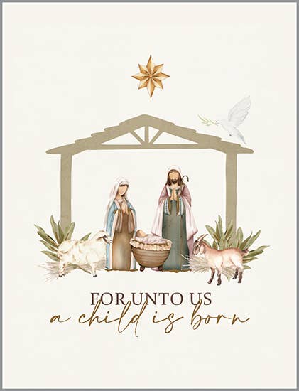 With Scripture Christmas Card - For Unto Us