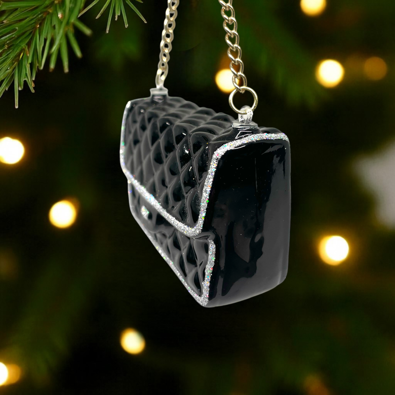 Quilted Purse Glass Christmas Ornament