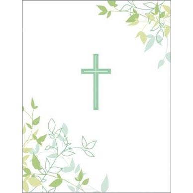 Religious Greeting Card - Cross and Leaves-Christian