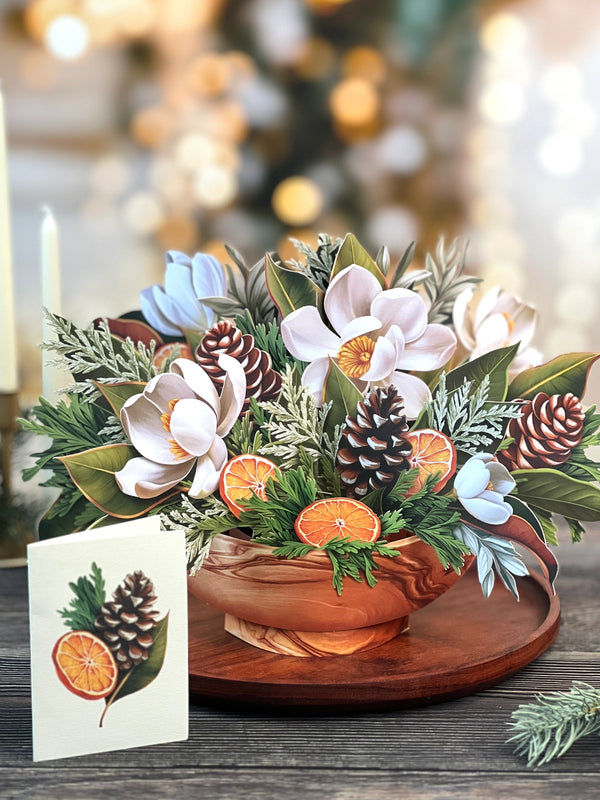 Winter Magnolia Pop Up Greeting Card