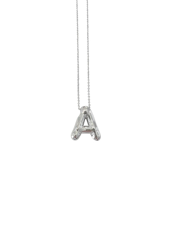 Bubble Initial Silver Necklace