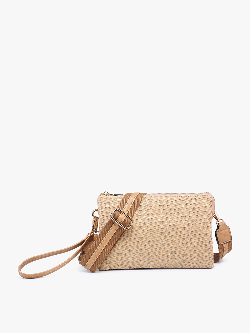 Izzy Woven Diagonal Crossbody w/ Guitar Strap: Camel