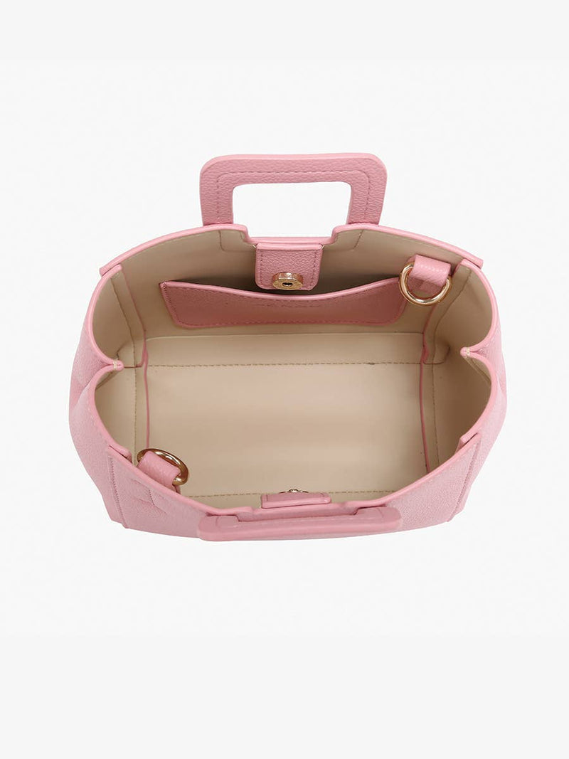 Janie Mini Satchel/Crossbody w/ Square Handle: Camel