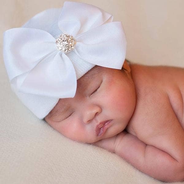 BELLA BOW Newborn Girl Bow Hospital Hat