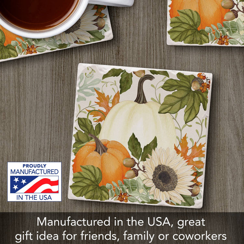 Farmhouse Pumpkins Single Absorbent Tumbled Tile Coaster