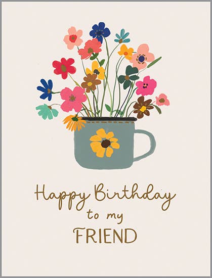 Birthday Greeting Card - Cup of Flowers