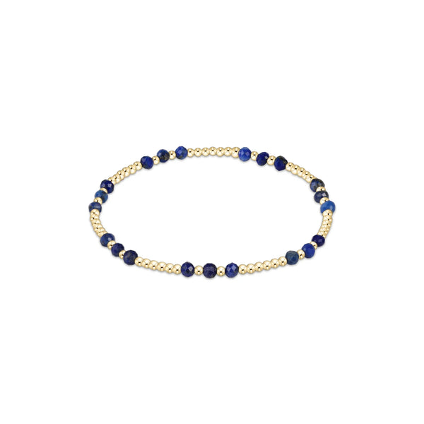 Gemstone Gold Joy Pattern 3mm Bead Bracelet - Lapis