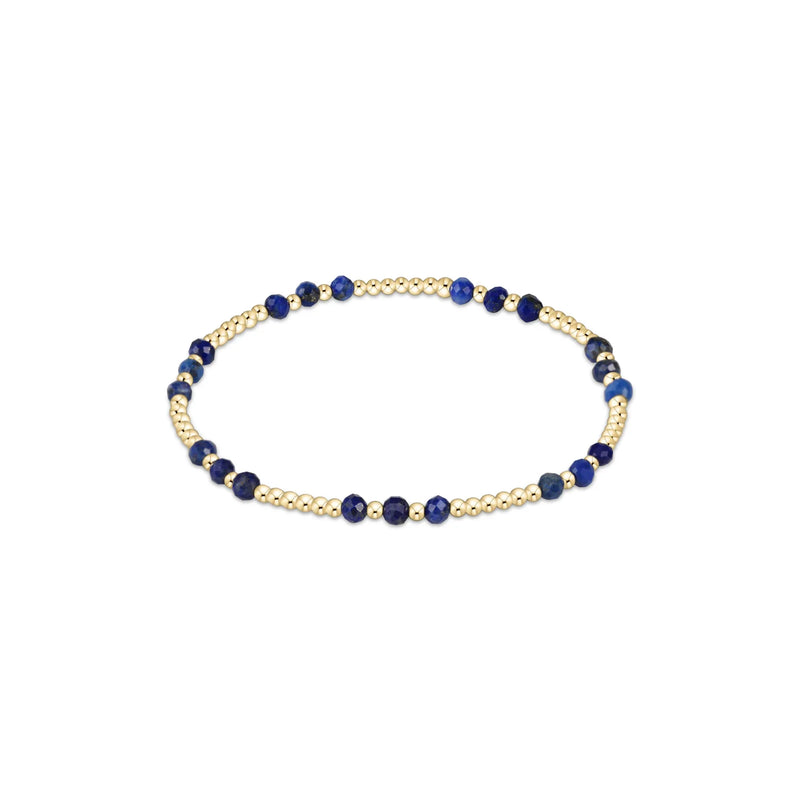 Gemstone Gold Joy Pattern 3mm Bead Bracelet - Lapis