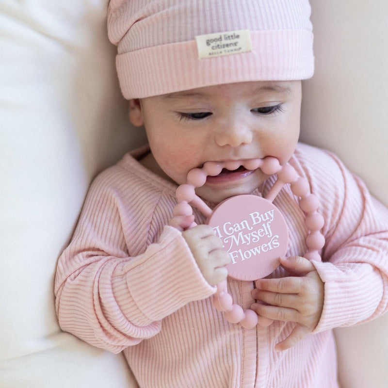 I Can Buy Myself Flowers Happy Teether: Pink