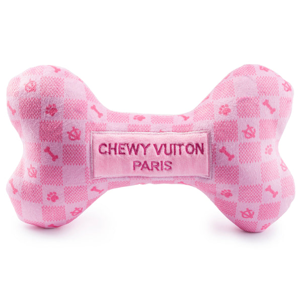 Pink Checker Chewy Vuiton Bone by Haute Diggity Dog: Small