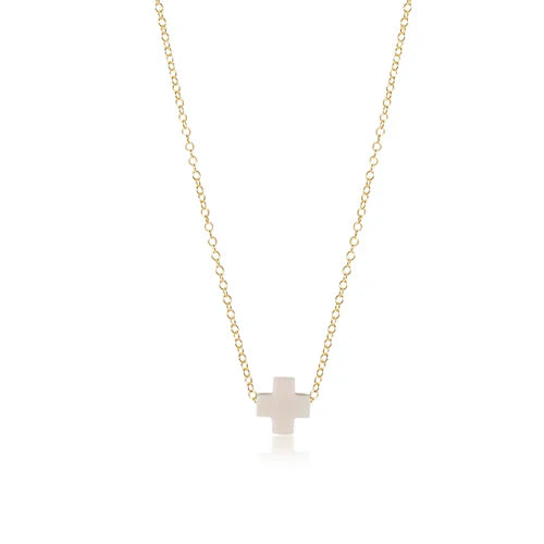 16" Necklace Gold - Signature Cross Small Off White