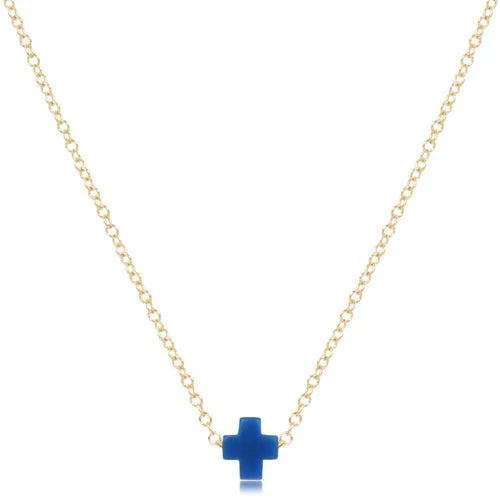 16" Necklace Gold - Signature Cross Cobalt