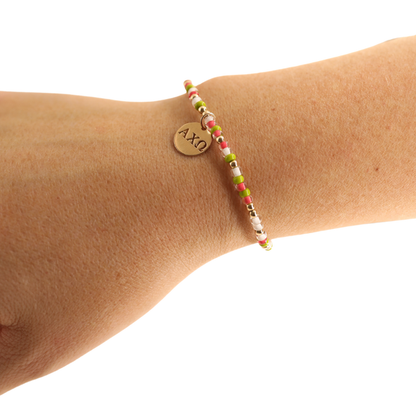 Alpha Chi Omega Sprinkle Charm Bracelet: Petite 6.25 inch