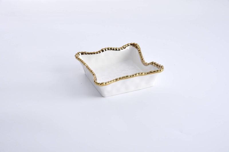 Cocktail Napkin Holder - White & Gold