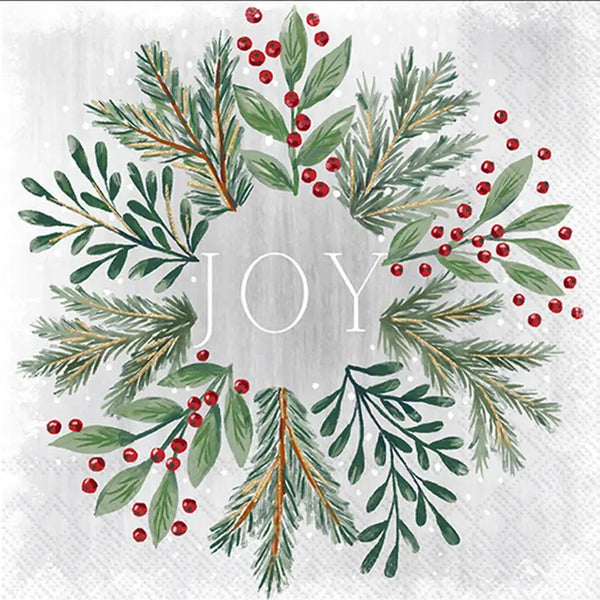 Gilded Painterly Wreath Cocktail Napkins