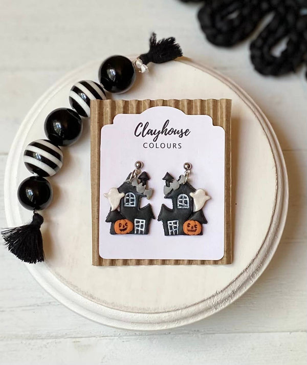 Halloween Earrings: Haunted House