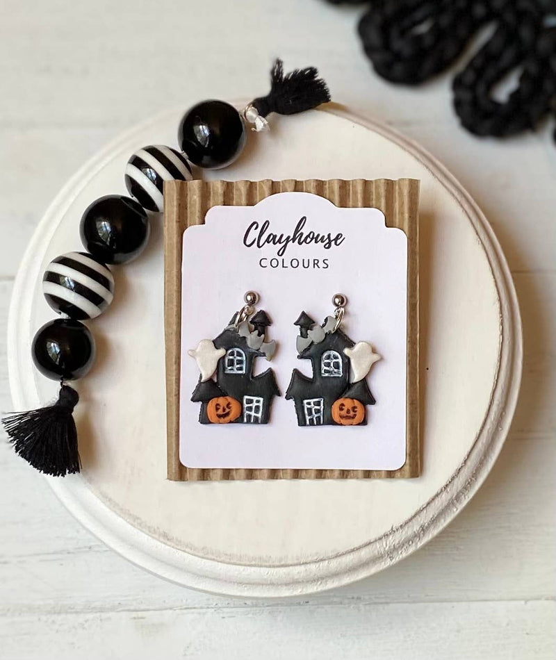 Halloween Earrings: Haunted House
