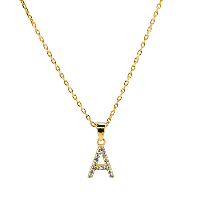 INITIALS | Water-resistant 18k Gold Plated CZ Necklace: K