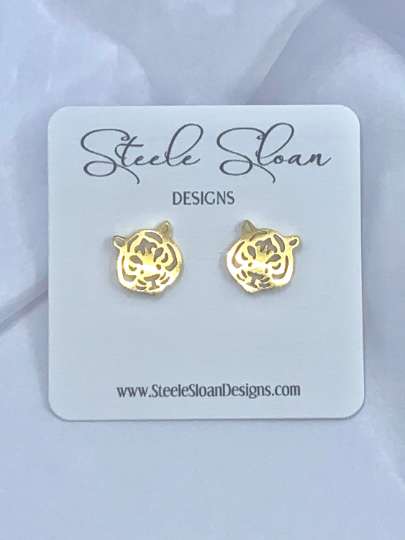 Tiger Gold Stud Earrings