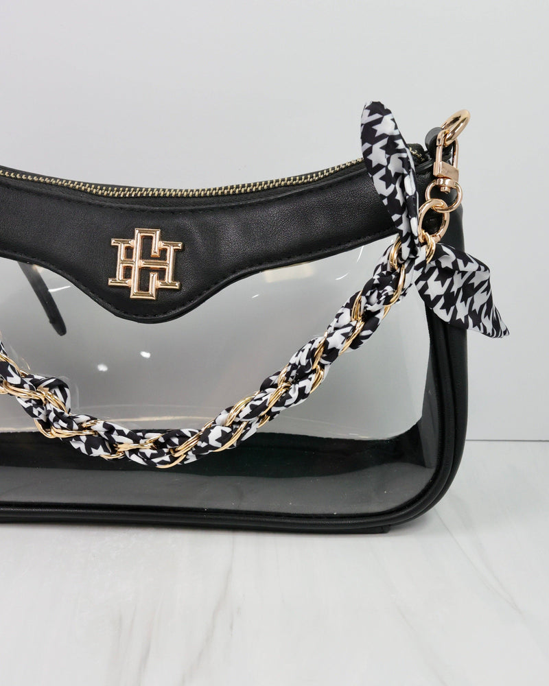 Serafina Scarf Purse Chain Black White